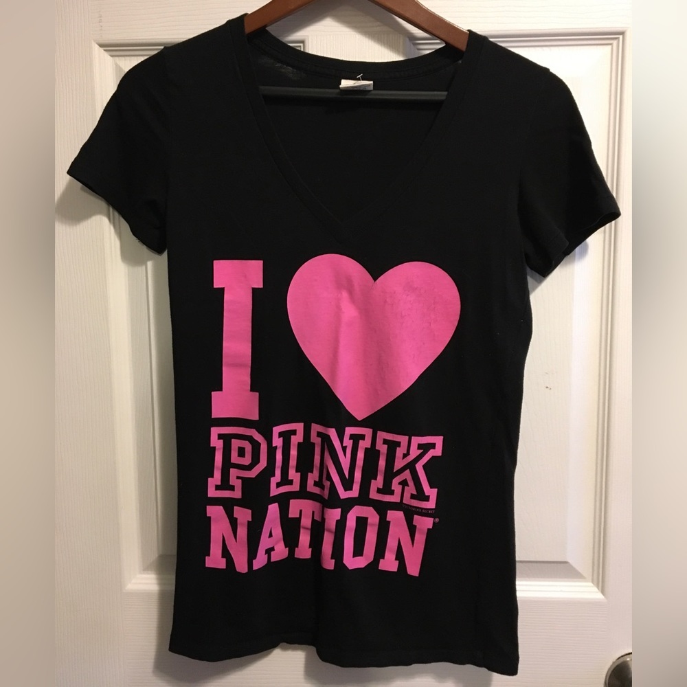EUC Pink Victoria’s Secret I Love Pink Nation Tee. Size S.